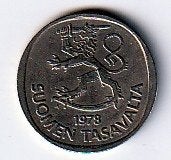 1  markka  1978  K  Finland. km. 49 a  ( 0,50 euro ), Ophalen of Verzenden, Overige landen, Losse munt