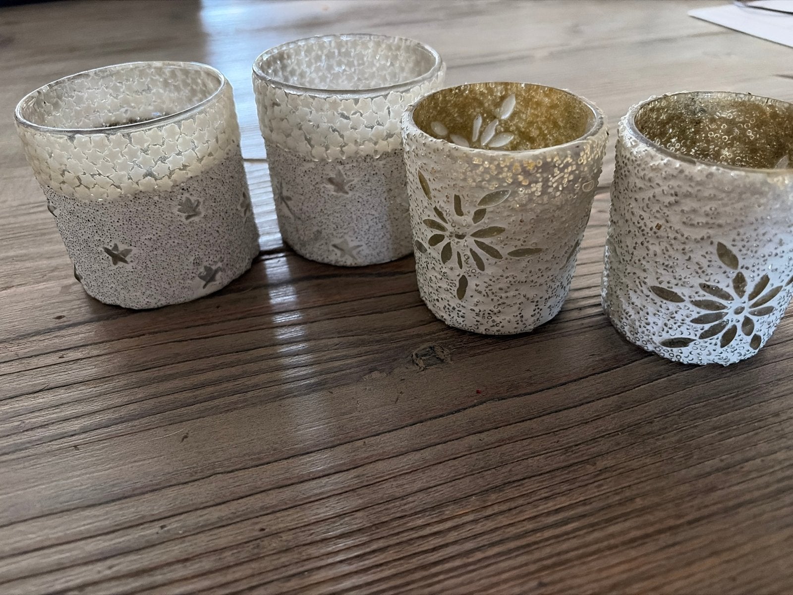Set van 4 Rivièra Maison windlichtjes, Ophalen, Windlicht, Gebruikt, Wit