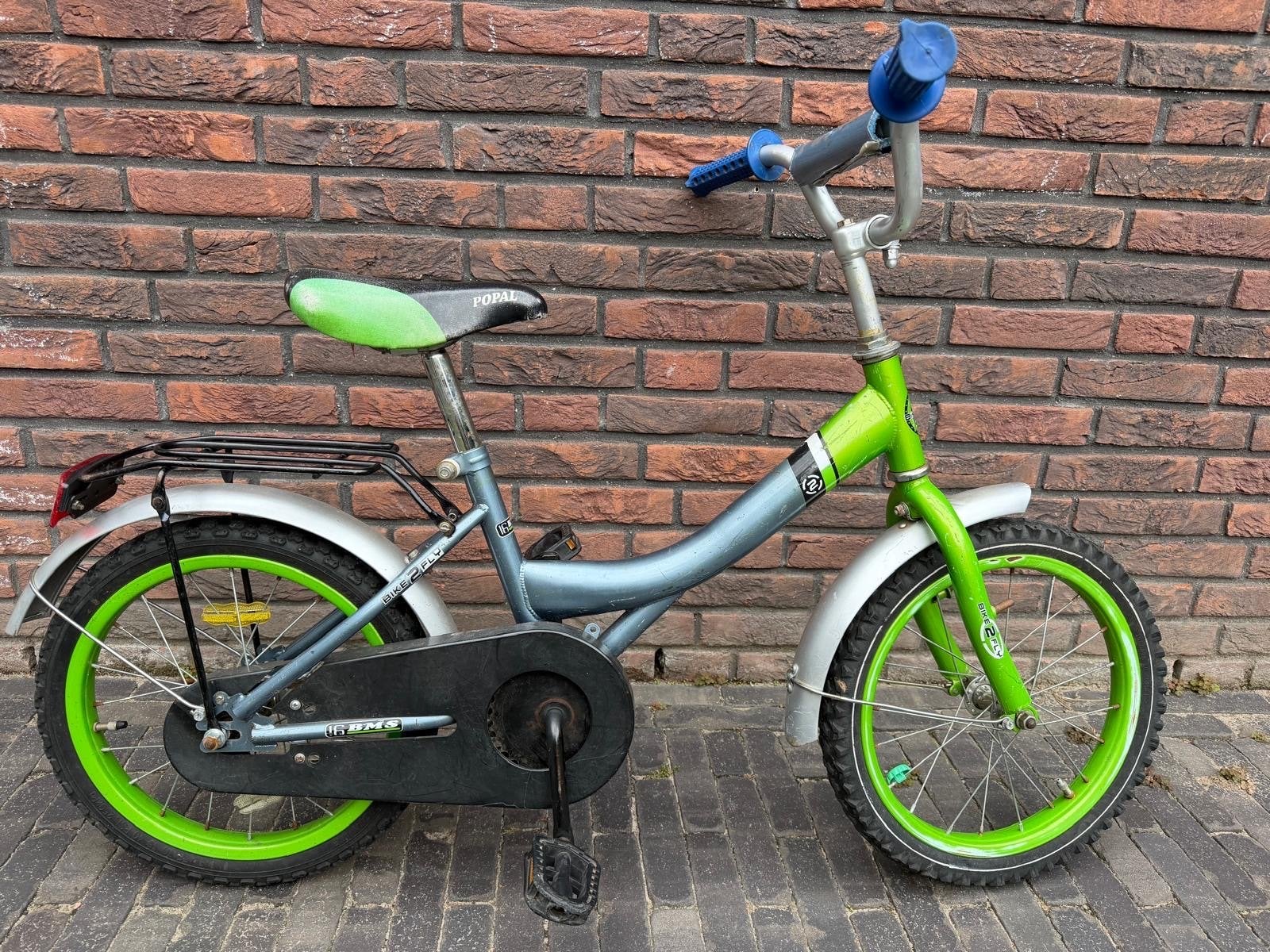Popal Bike 2 Fly kinderfiets 16 inch - Groen/Grijs, Ophalen, Gebruikt, Terugtraprem, 16 tot 20 inch