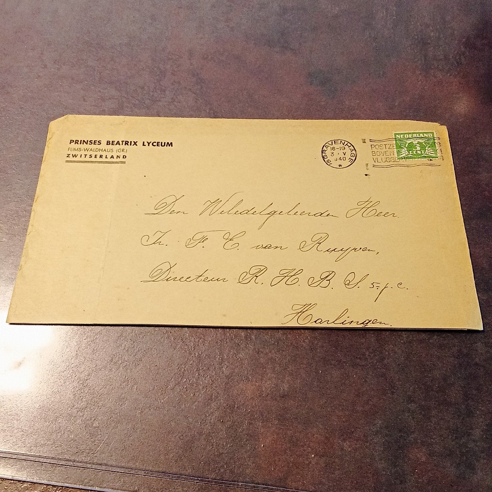 Zeldzame envelop met datum 3 mei 1940 week voor 2de W.O., Ophalen of Verzenden, Landmacht, Nederland