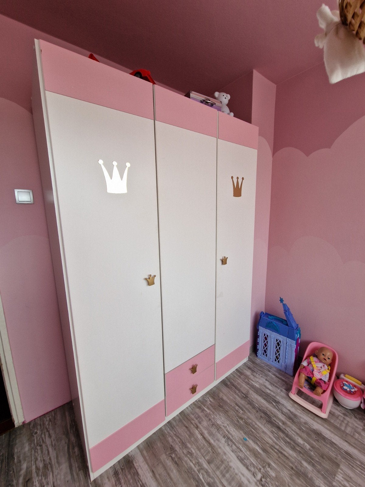 Prinsessen Kinderkast - Roze/Wit Meisjeskamer Kast, Kinderen en Baby's, Kinderkamer | Commodes en Kasten, Ophalen, Gebruikt, Kast