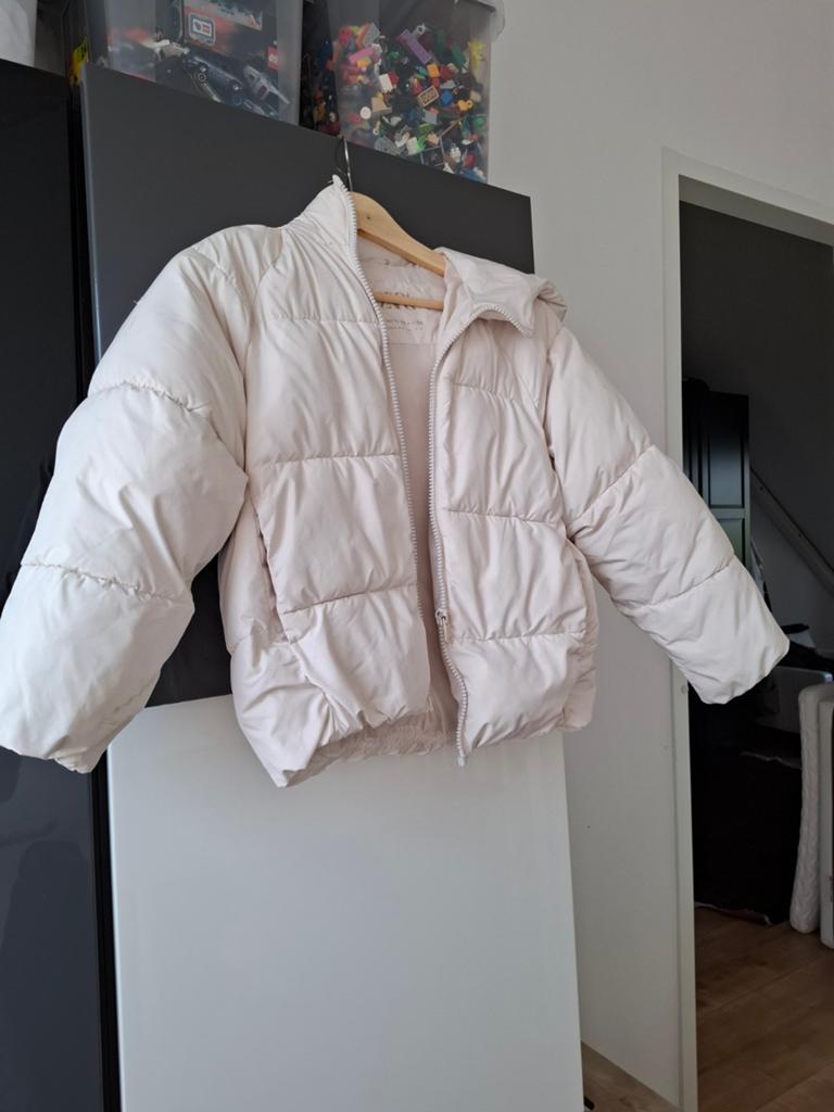 Zara Puffer Jas Crème Maat 152 (11-12 jaar), Ophalen of Verzenden