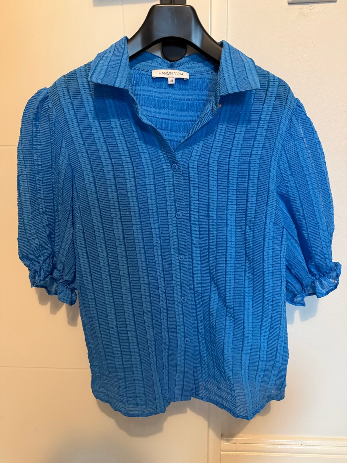 Tramontana blauwe blouse met pofmouwen maat M, Ophalen of Verzenden, Nieuw, Maat 38/40 (M), Blauw
