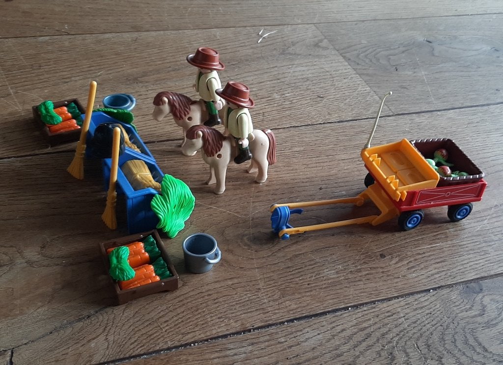 Playmobil pony's en kar, Losse onderdelen, Ophalen of Verzenden, Zo goed als nieuw, Country