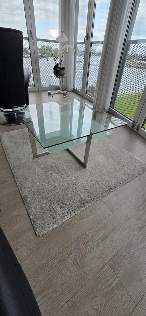 Te koop glazen salontafel., Ophalen of Verzenden, 75 tot 100 cm, Minder dan 150 cm