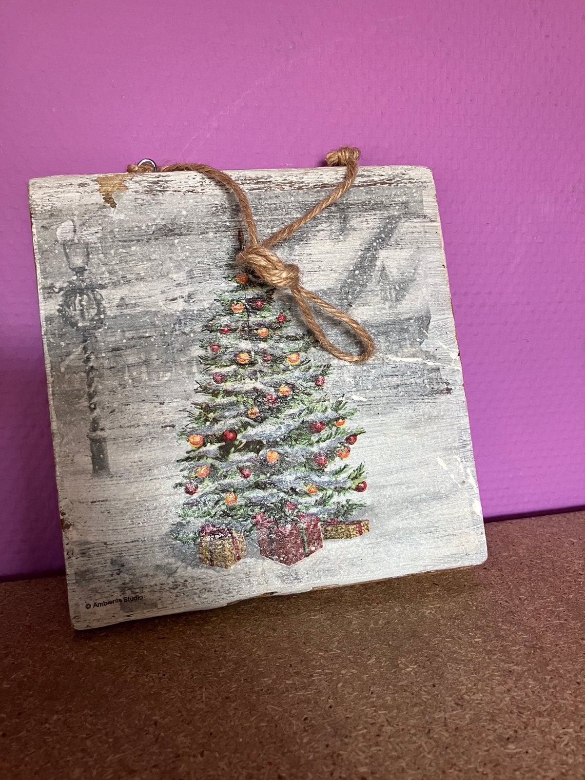 Nieuw/houten plankje met kerstboom afbeelding/decoratie, Ophalen of Verzenden, Nieuw
