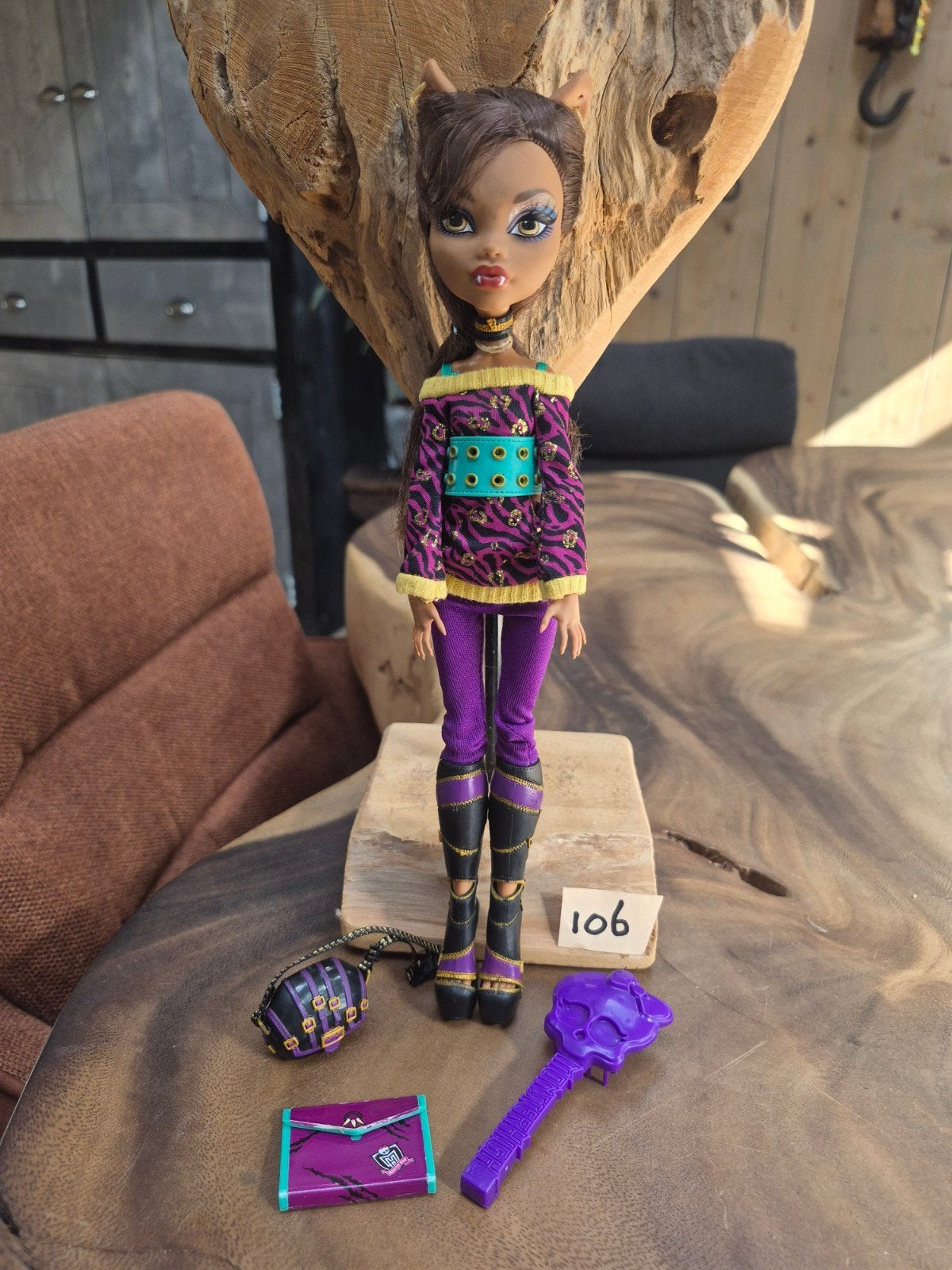 Monster High Clawdeen Wolf pop met accessoires, Kinderen en Baby's, Ophalen of Verzenden, Gebruikt, Overige typen