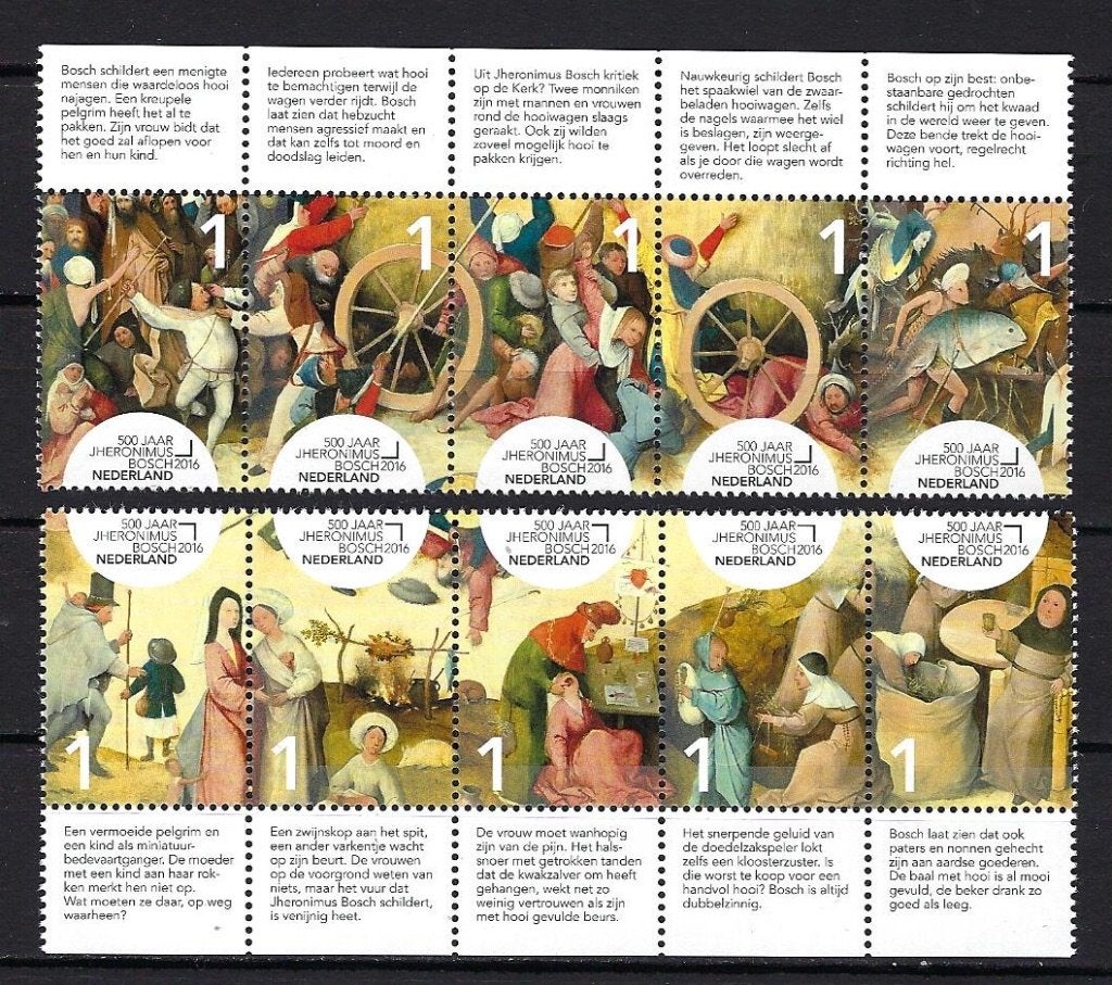 NVPH 3376/3385 (500 j Jheronimus Bosch) Postfris, Postzegels en Munten, Ophalen of Verzenden, Na 1940, Postfris
