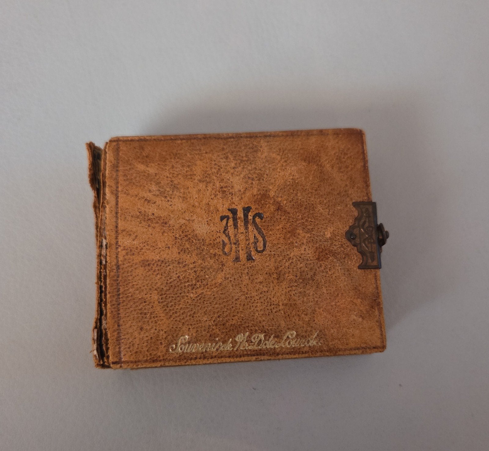 antiek leren boekje de lijdensweg van Christus in zilver