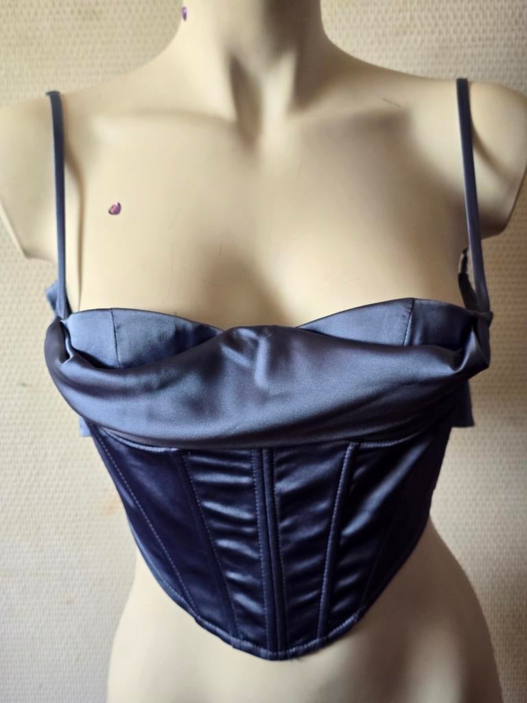 LA Sisters dames Satin Draped Corset Blue maat xs, LA Sisters, Blauw, Ophalen of Verzenden, Zo goed als nieuw