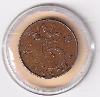5 Cent 1962 Zeer Fraai, Verzenden, Koningin Juliana, 5 cent, Losse munt