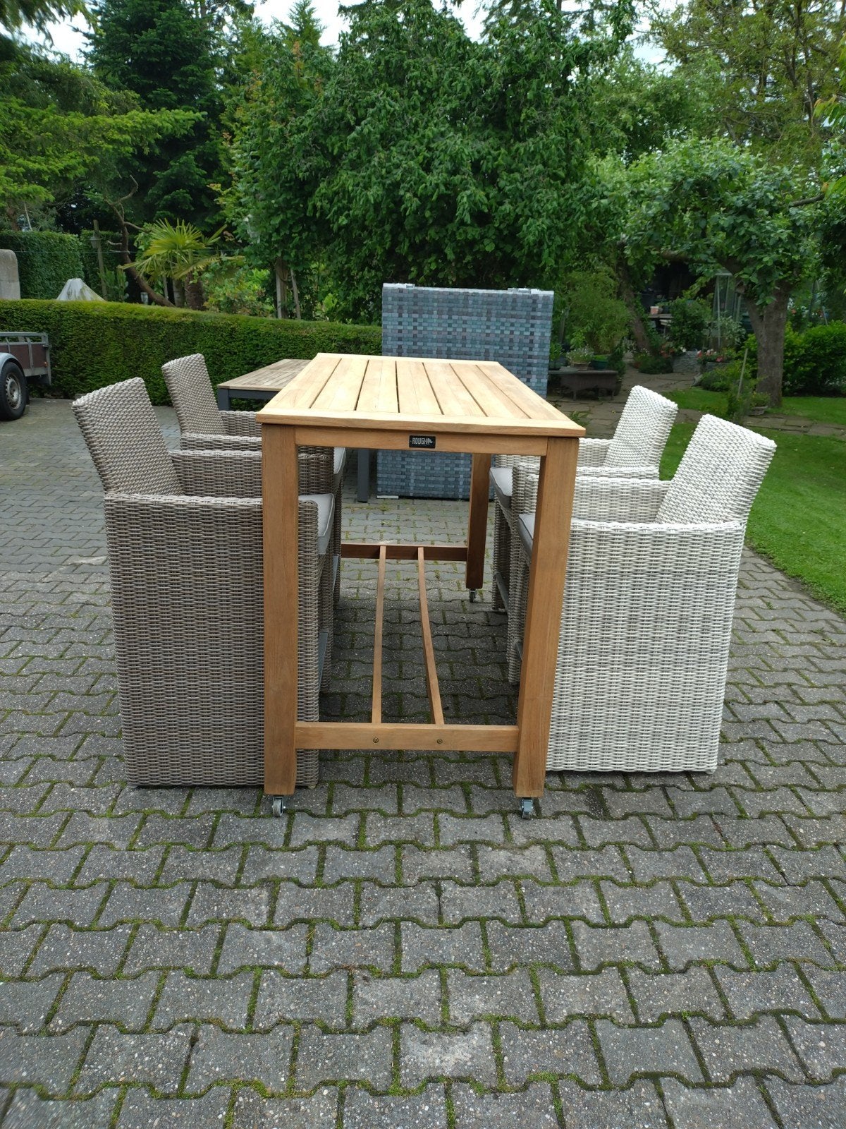 Luxe bar set. Teak tafel met luxe bar stoelen., Ophalen, Zo goed als nieuw, Teakhout