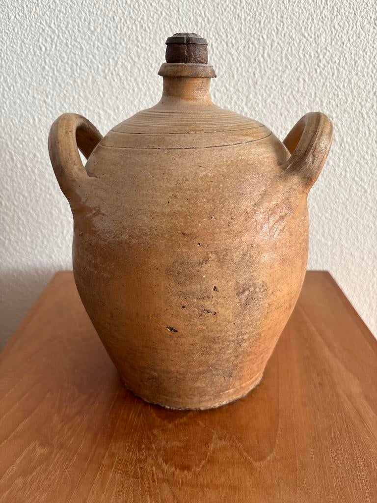 Antieke Aardenwerk Kruik met Handvatten en Kurk, Antiek en Kunst, Ophalen of Verzenden