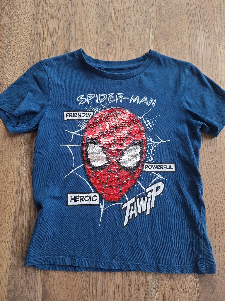 Disneyland Parijs Spiderman shirt met omkeerbare pailletten, Disney, Ophalen of Verzenden, Zo goed als nieuw, Shirt of Longsleeve