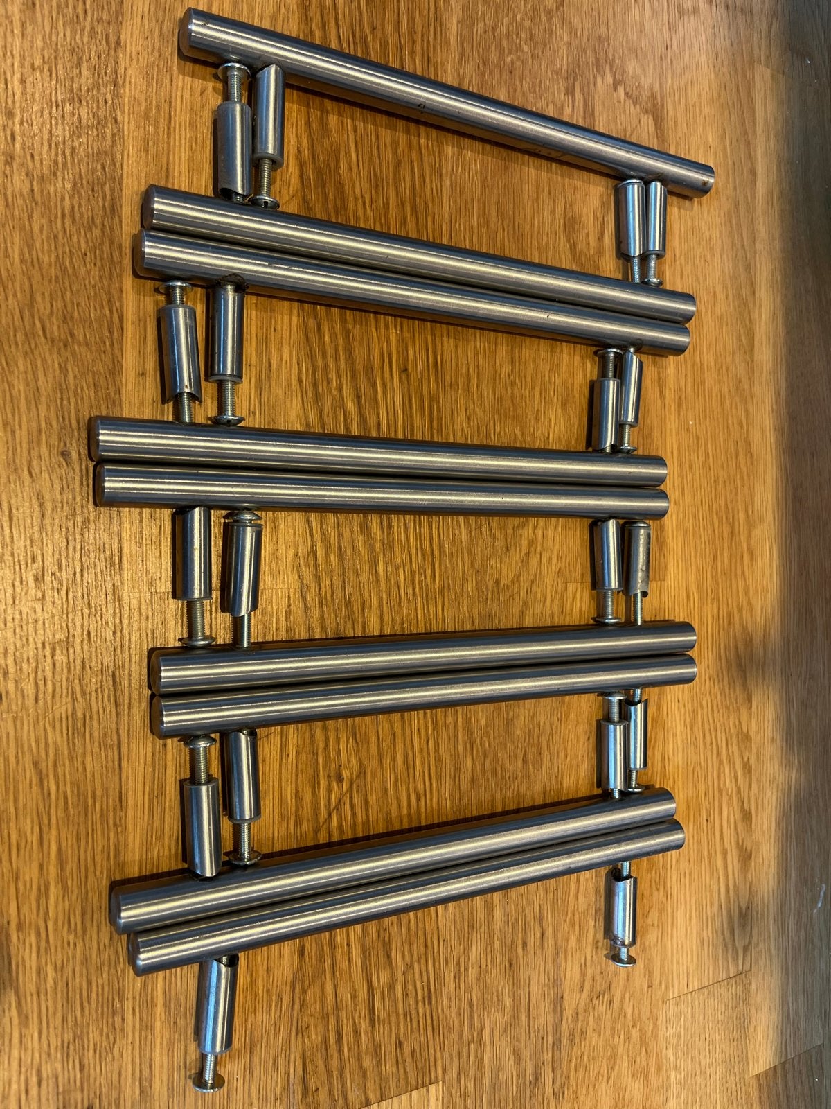Set van 6 RVS (keuken)kastgrepen, Gebruikt, IKEA, Zilver, Ophalen of Verzenden