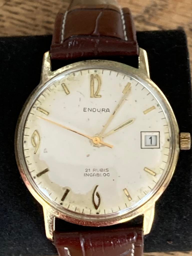 Endura horloge handopwindbaar, Sieraden, Tassen en Uiterlijk, Horloges | Antiek, Ophalen of Verzenden, Staal, Overige merken, 1960 of later