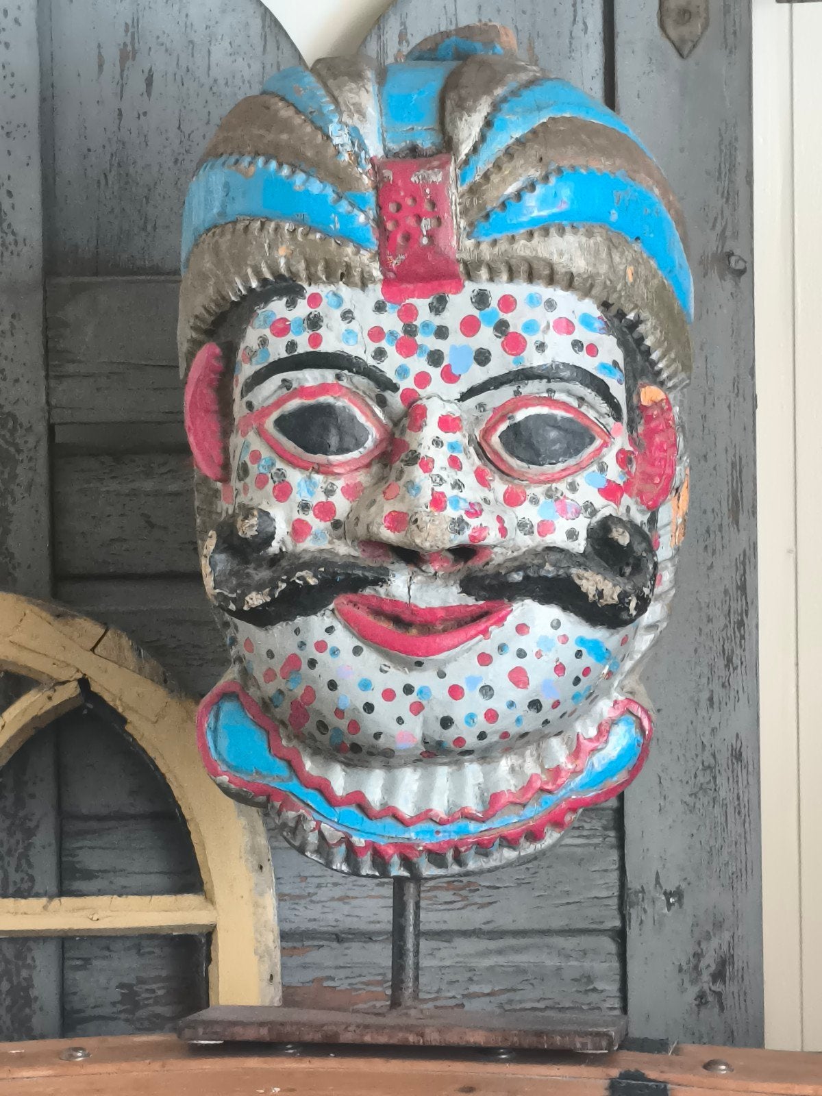 Antiek houten sculptuur beschermgod Karupanasamy, Ophalen of Verzenden