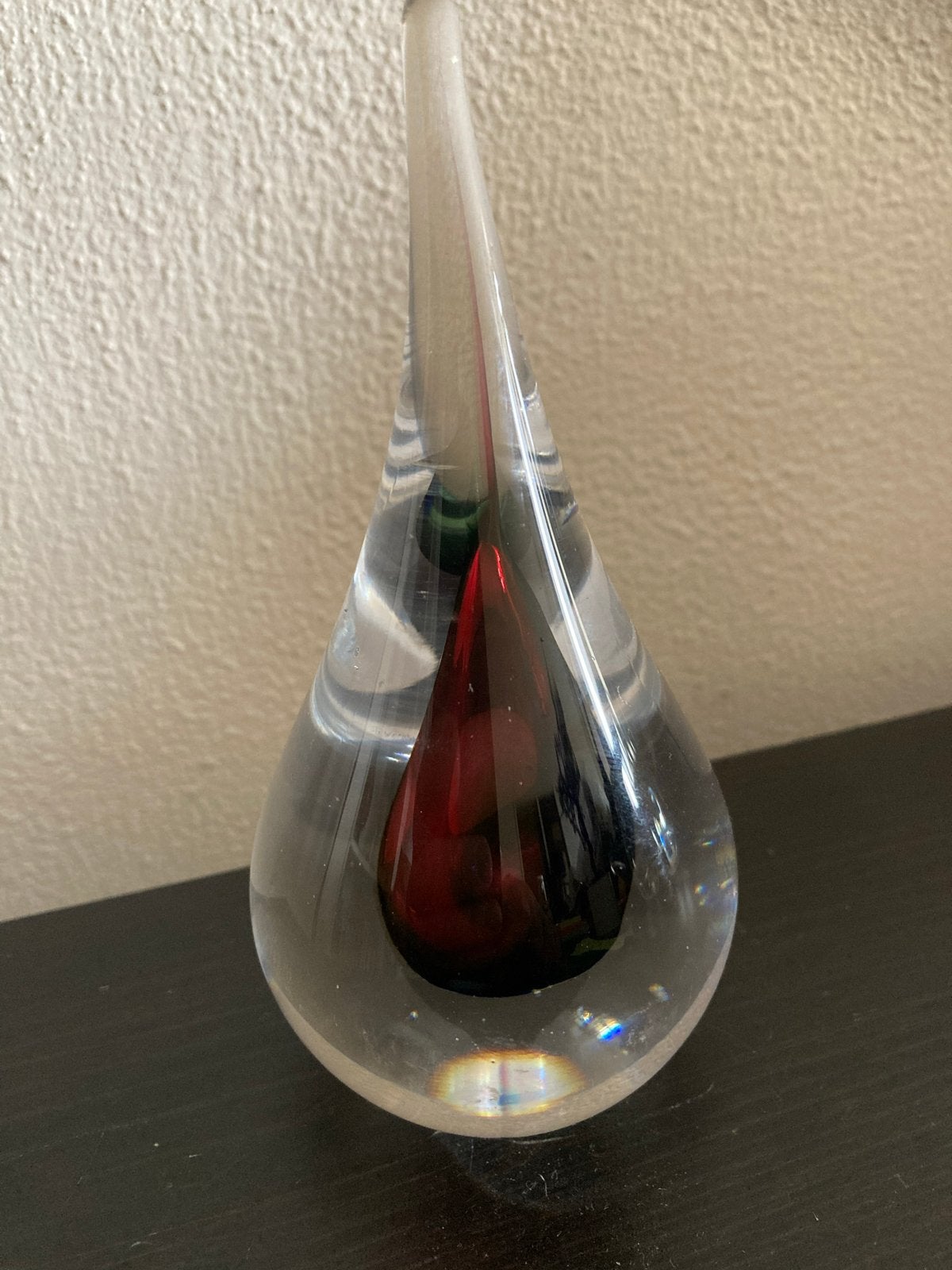 Kristalglas druppel presse-papier Sommerso stijl 13cm, Ophalen of Verzenden