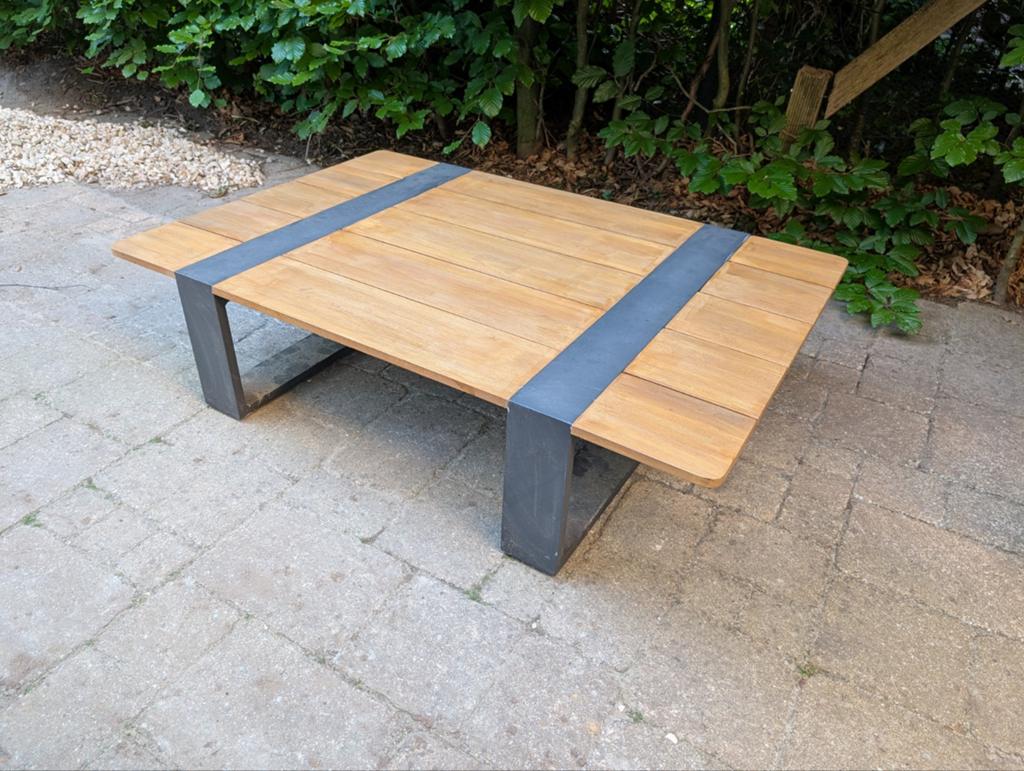 Tuinmeubel salontafel voor buiten, Tuin en Terras, Ophalen, Zo goed als nieuw, Rechthoekig, Teakhout
