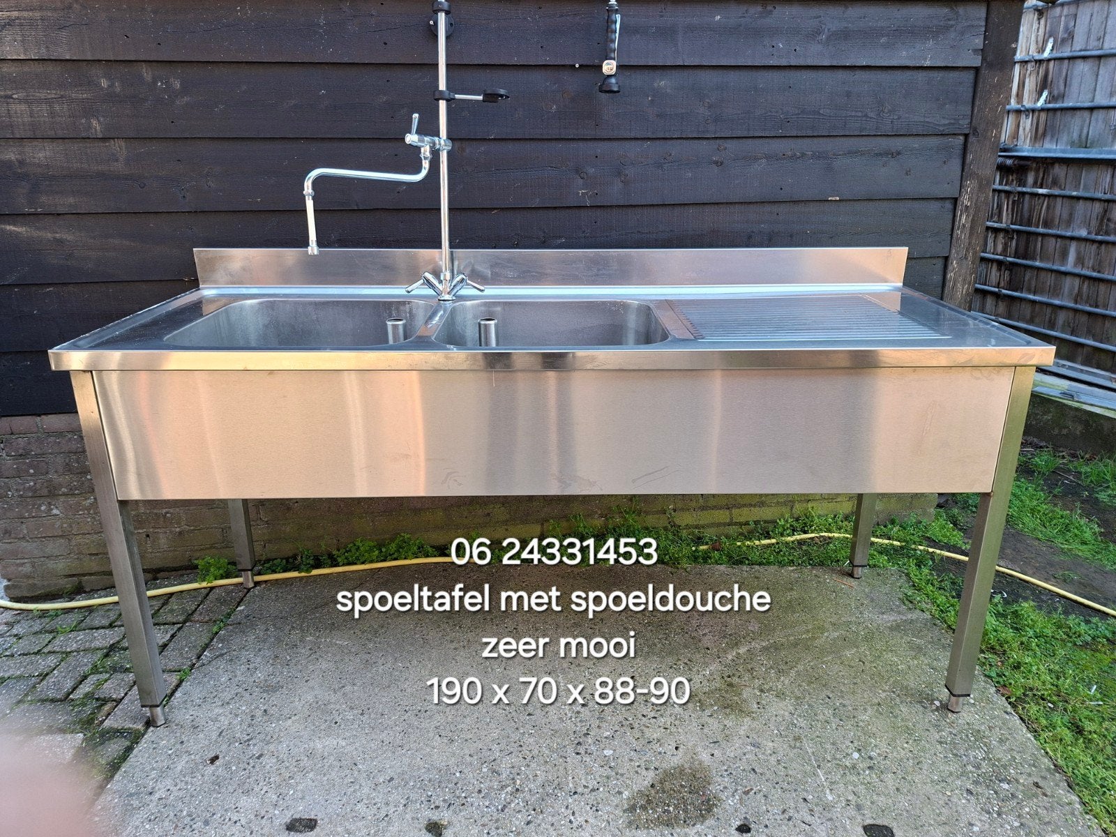 schitterende rvs spoeltafel met spoeldouche, Ophalen, 150 tot 200 cm, Zo goed als nieuw, Minder dan 100 cm
