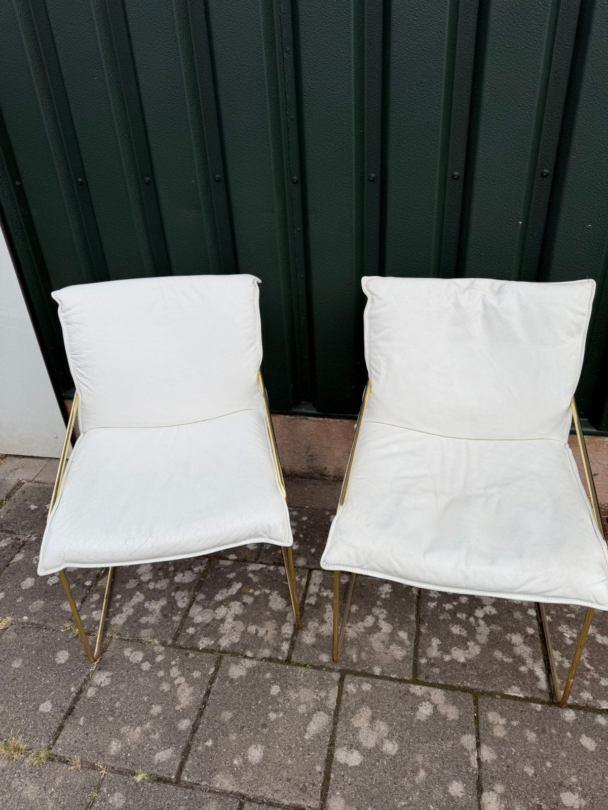 Chairs in Brass Metal and Leather by Otto Gerdau, 1960s, Ophalen