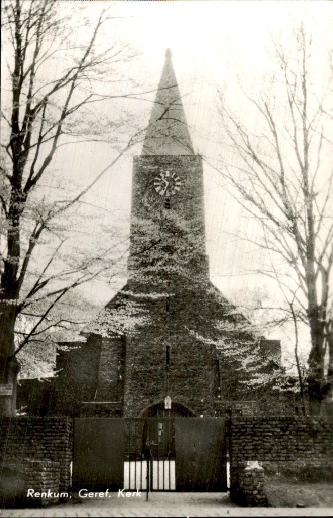 Renkum - Geref. Kerk - Voorgevel, Verzamelen, Ansichtkaarten | Nederland, Ophalen of Verzenden, 1940 tot 1960, Ongelopen, Gelderland