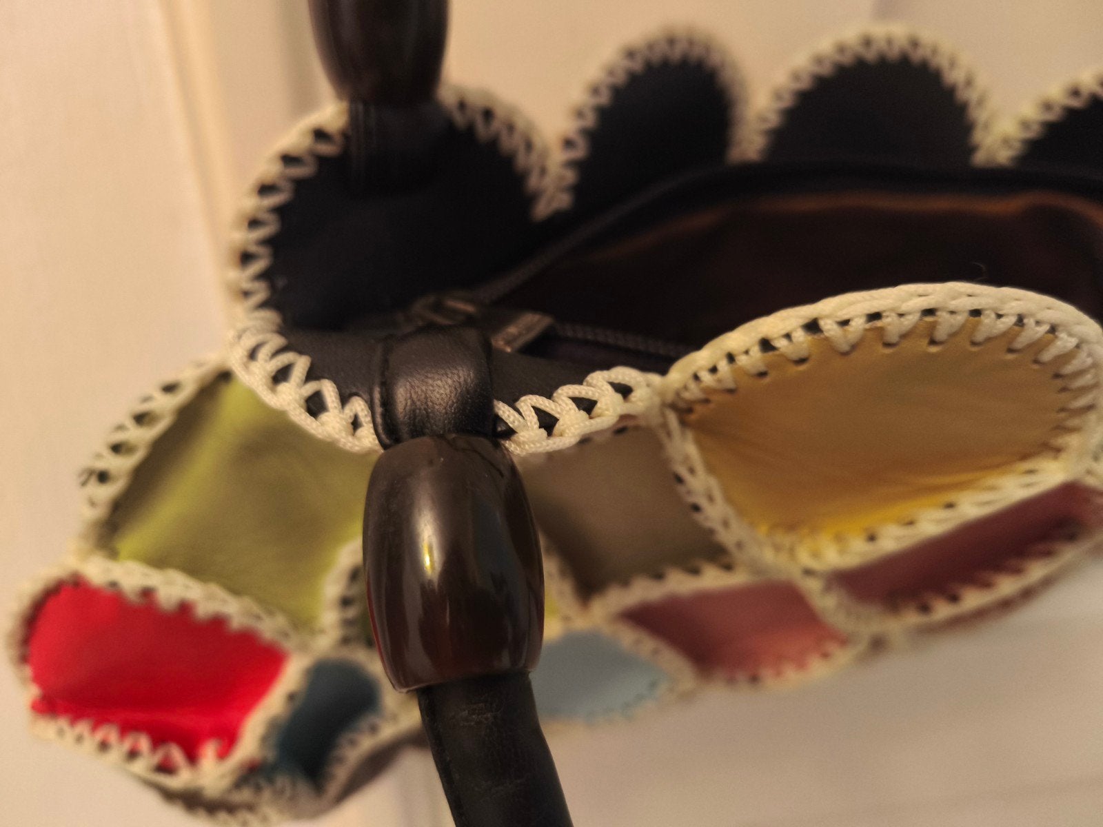 :Uniek vintage boho leren handtasje – Patchwork gehaakt, Ophalen of Verzenden, Zo goed als nieuw, Overige kleuren, Handtas