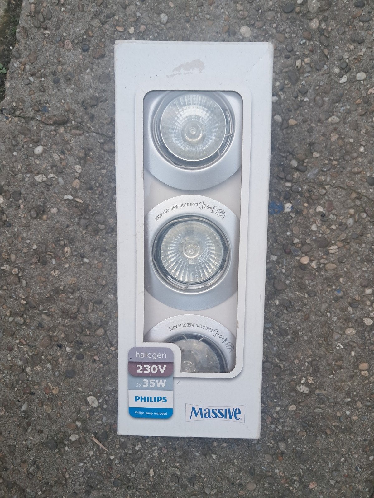 Massive Inbouwspots 3x35W GU10 (Philips lamp inbegre, Halogeen, Inclusief lichtbron, GU10, Nieuw