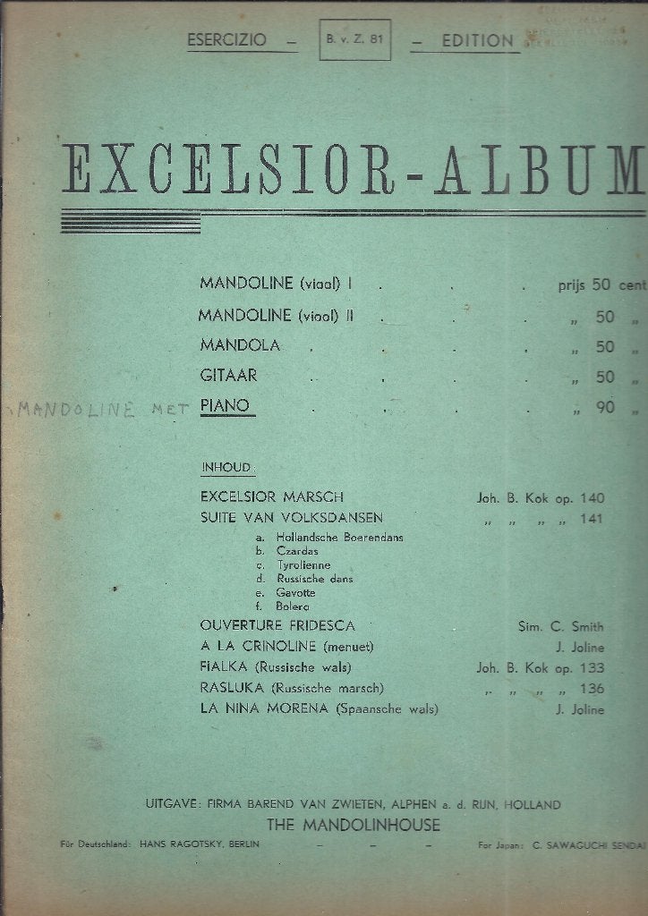 W3 bladmuziek Exelsior Album  -, Zang, Gebruikt, Klassiek, Ophalen of Verzenden