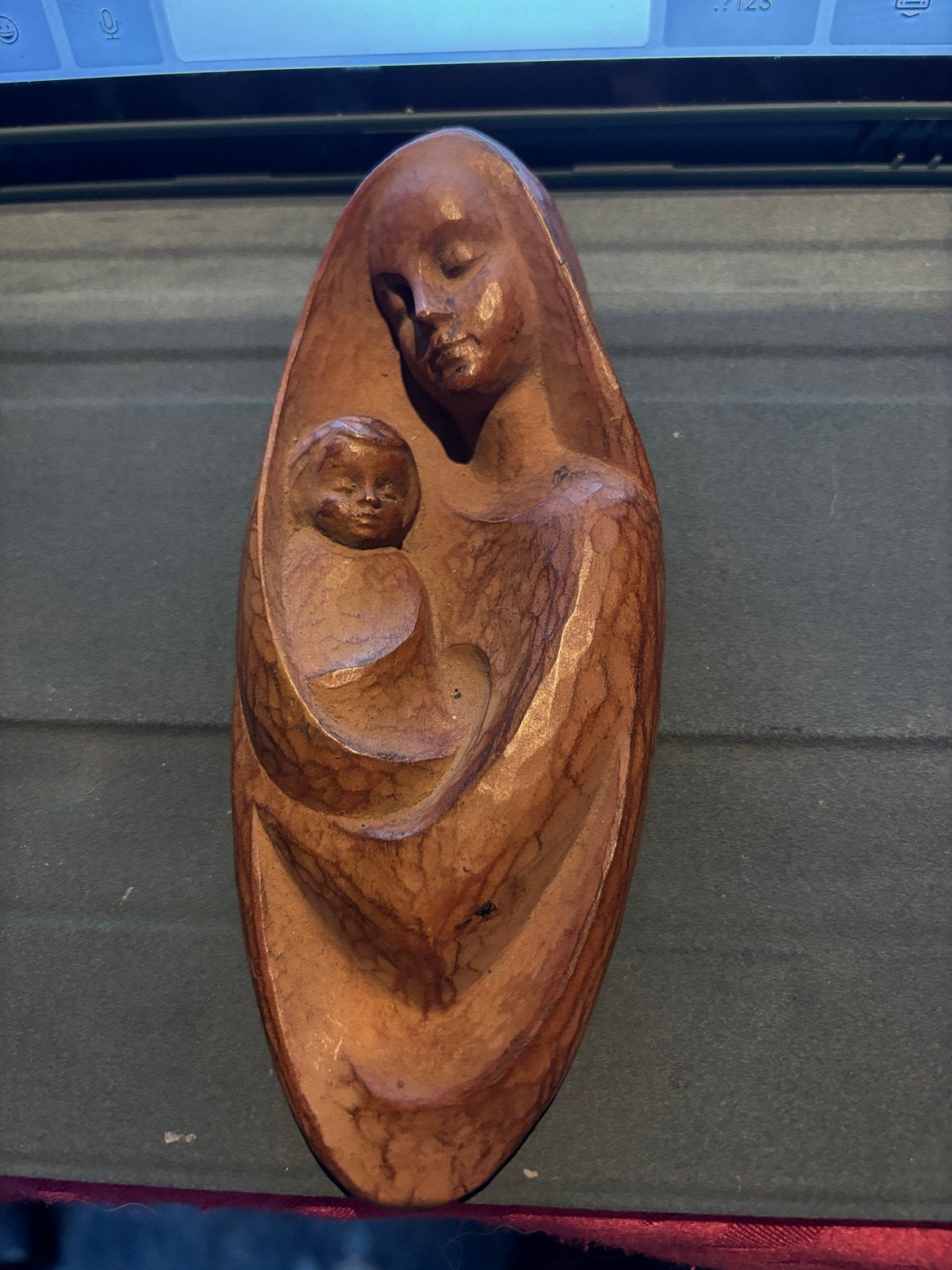 Houten beeldje van Maria met kindje Jezus, Antiek en Kunst, Antiek | Religie, Ophalen of Verzenden