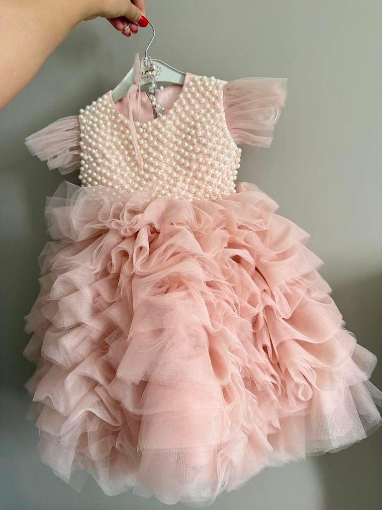 Prachtige Roze Jurk met Parels voor Meisjes 1 Jaar, Kinderen en Baby's, Ophalen of Verzenden, Zo goed als nieuw, Meisje