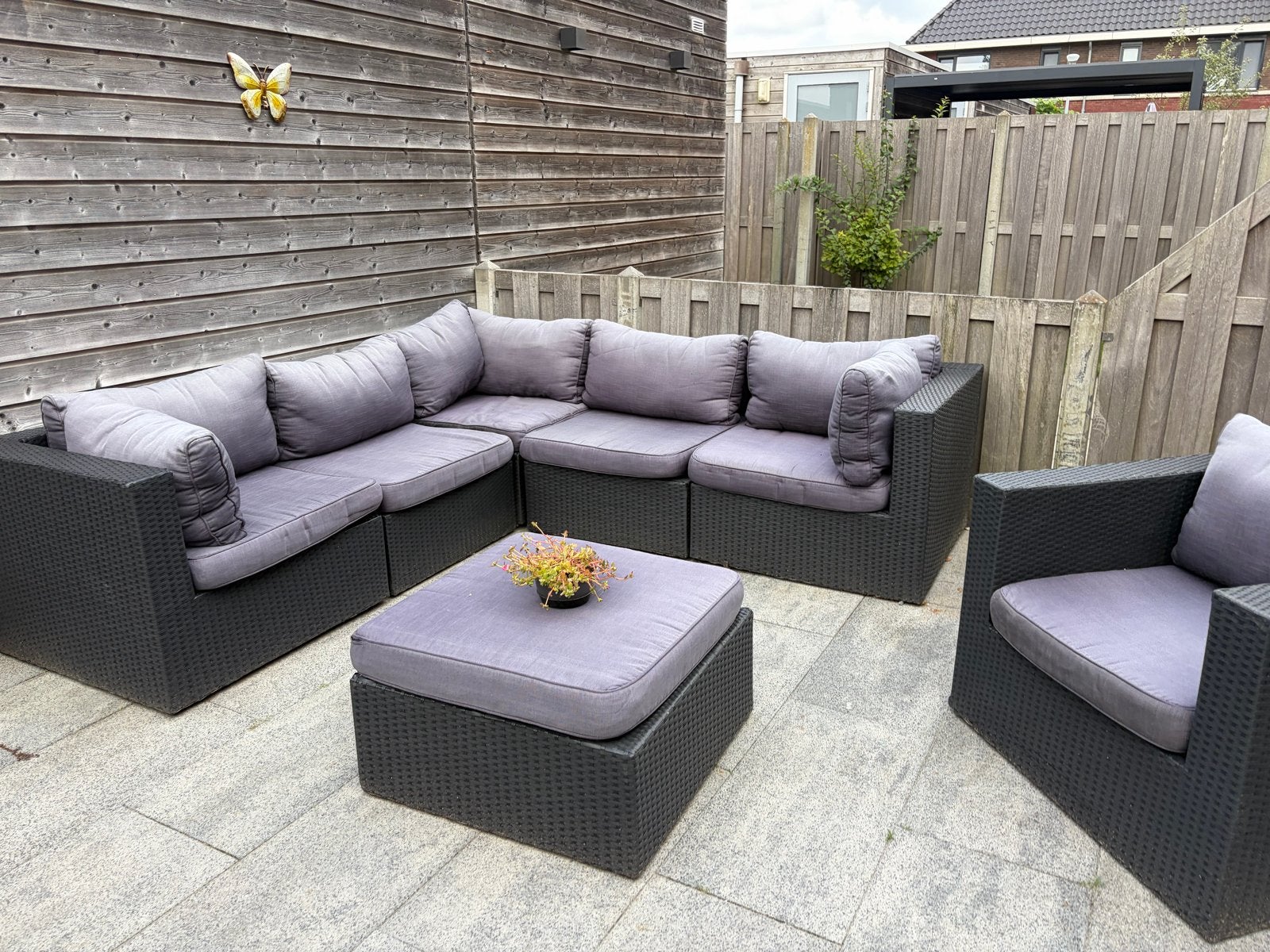 Loungeset met losse stoel en hocker, Ophalen, Gebruikt, Meer dan 8 zitplaatsen, Loungeset