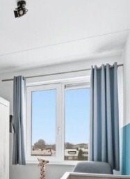 Gordijnen blauw, Ophalen, Gebruikt, Blauw, Met ringen