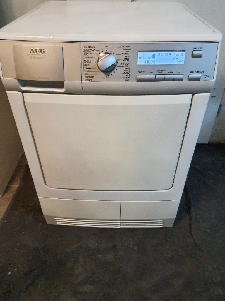 Energie A++ top AEG Condens droger 7KG werkt uitstekend, Ophalen, 6 tot 8 kg, Zo goed als nieuw, Voorlader