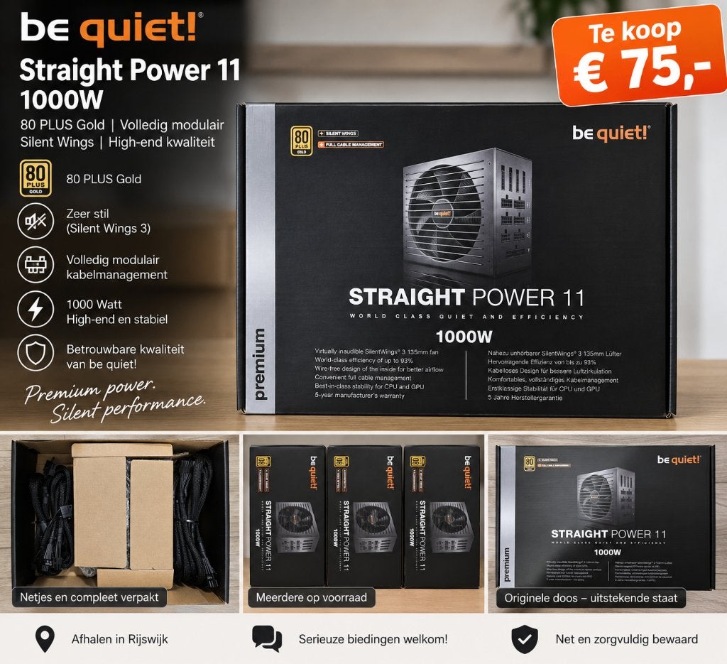 be quiet! Straight Power 11 1000W – 80 PLUS Gold – Compleet, Computers en Software, Ophalen, Zo goed als nieuw