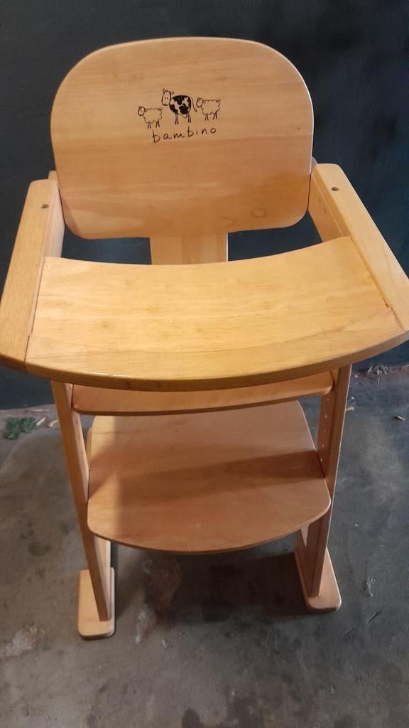 Houten meegroeistoel Bambino voor baby's en kinderen, Kinderen en Baby's, Ophalen of Verzenden, Gebruikt, Meegroeistoel, Afneembaar eetblad