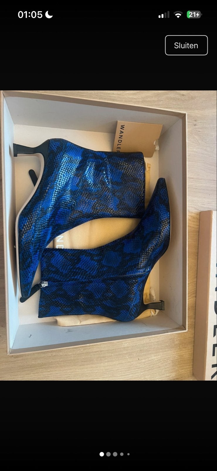 Wandler Boots - Blauw Slangenprint - Maat 38, Ophalen of Verzenden, Zo goed als nieuw, Blauw, Lage of Enkellaarzen
