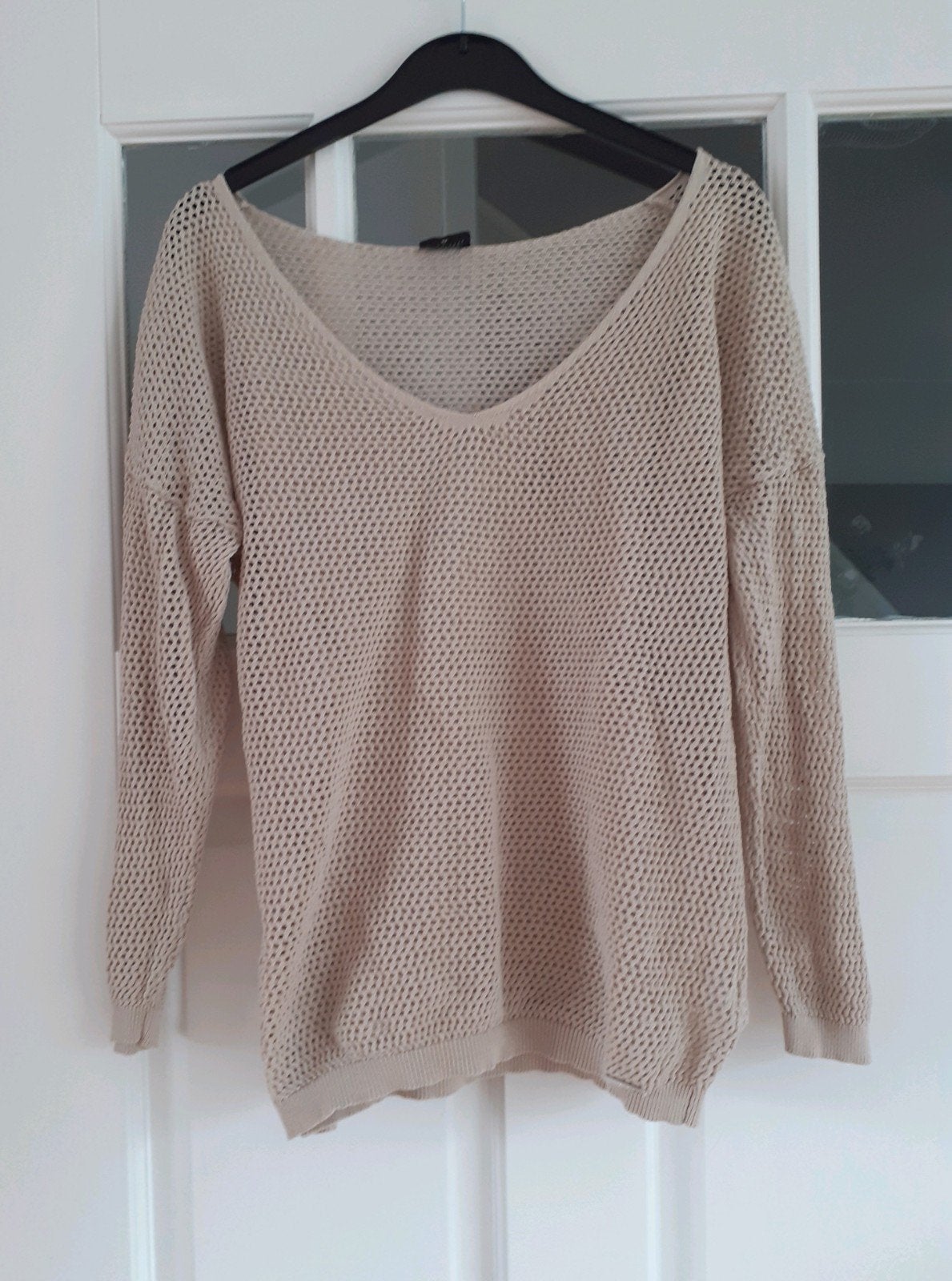 Maicazz Knits opengewerkt katoenen truitje maat L, Kleding | Dames, Truien en Vesten, Beige, Maat 42/44 (L), Ophalen of Verzenden