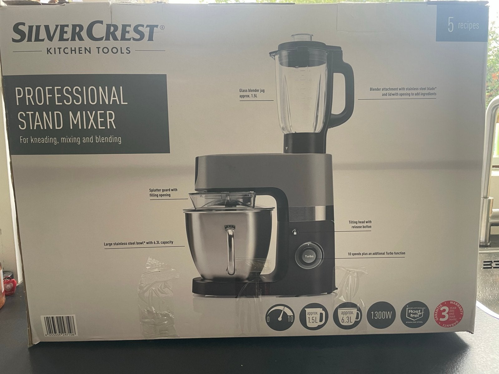 Silvercrest Standmixer 1300W - Zo goed als nieuw, Witgoed en Apparatuur, Keukenmixers, 2 tot 3 liter, Ophalen, Zo goed als nieuw