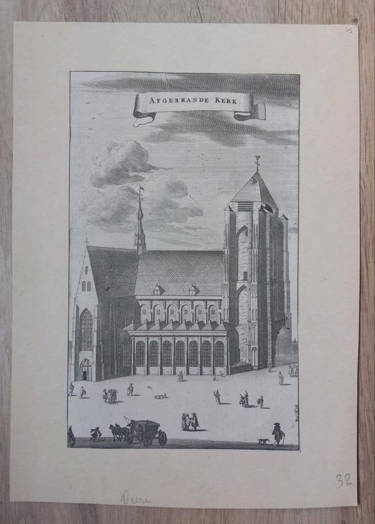 43 / Grote Kerk te Veere Originele kopergravure uit 1696, Ophalen of Verzenden