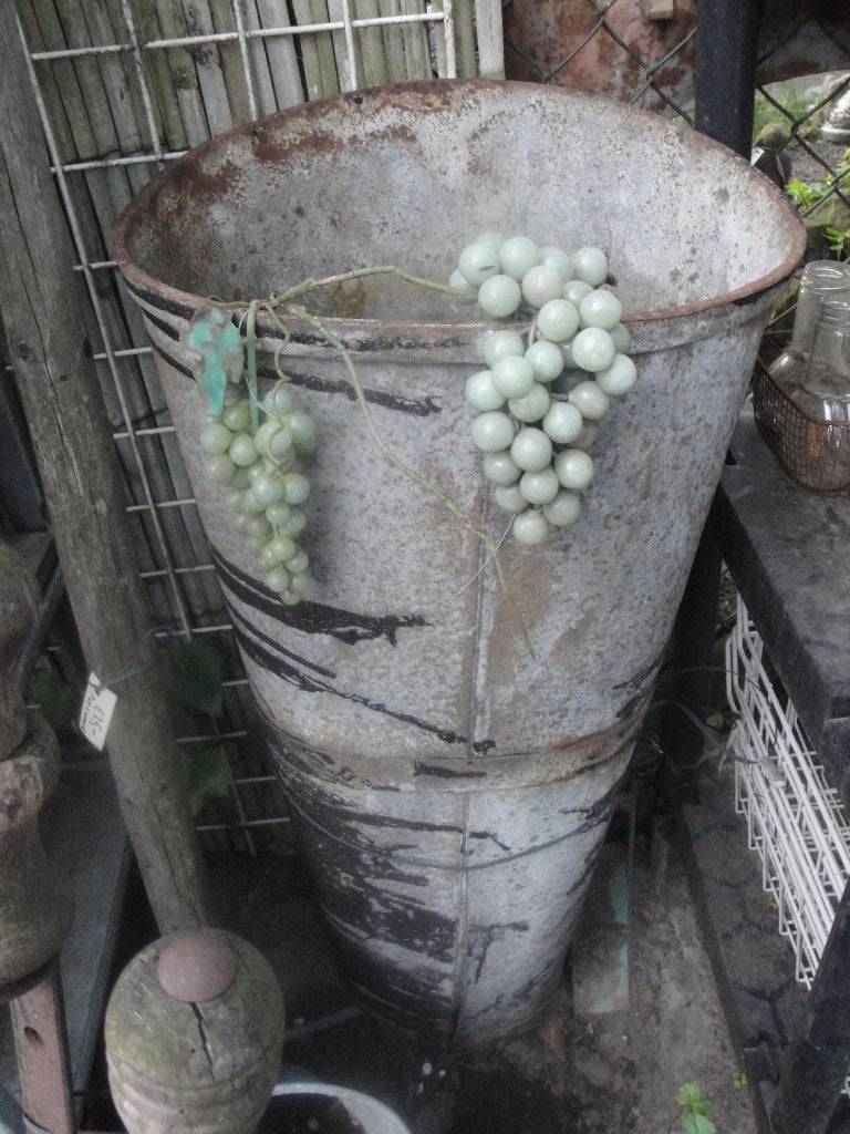 antieke druivenplukmand van zink heel zeldzaam, Tuin en Terras, Tuinvazen, Ophalen of Verzenden