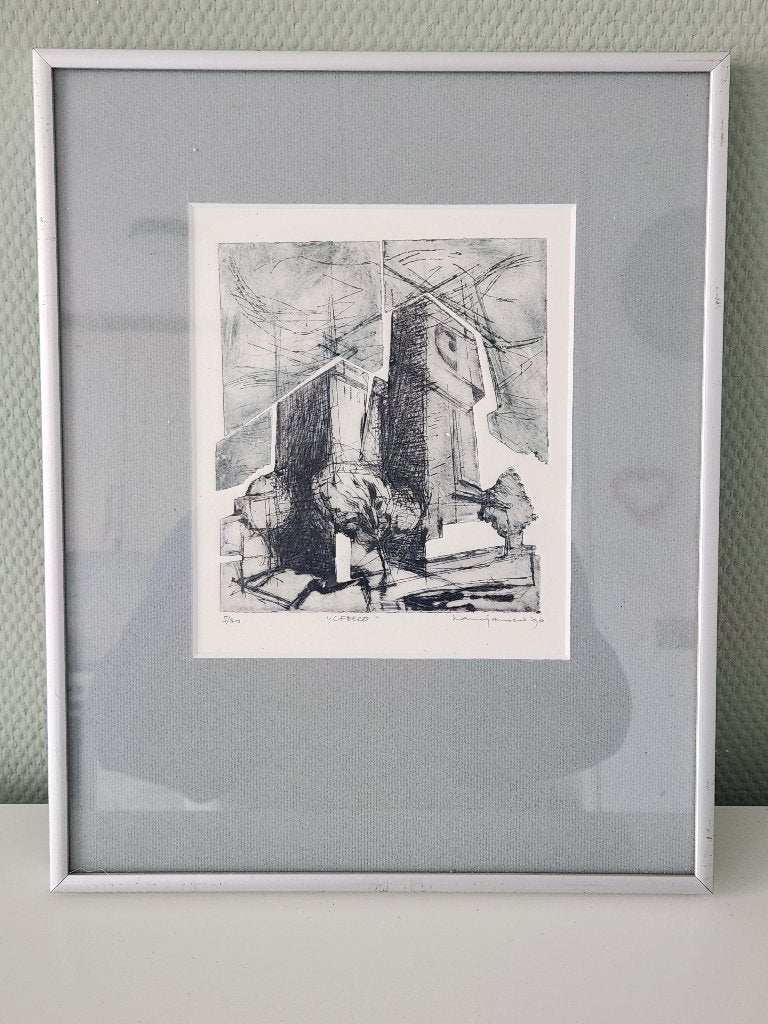 Ets - Cebeco, Antiek en Kunst, Kunst | Etsen en Gravures, Ophalen, Ingelijst, Architectuur, 1950 - 1999