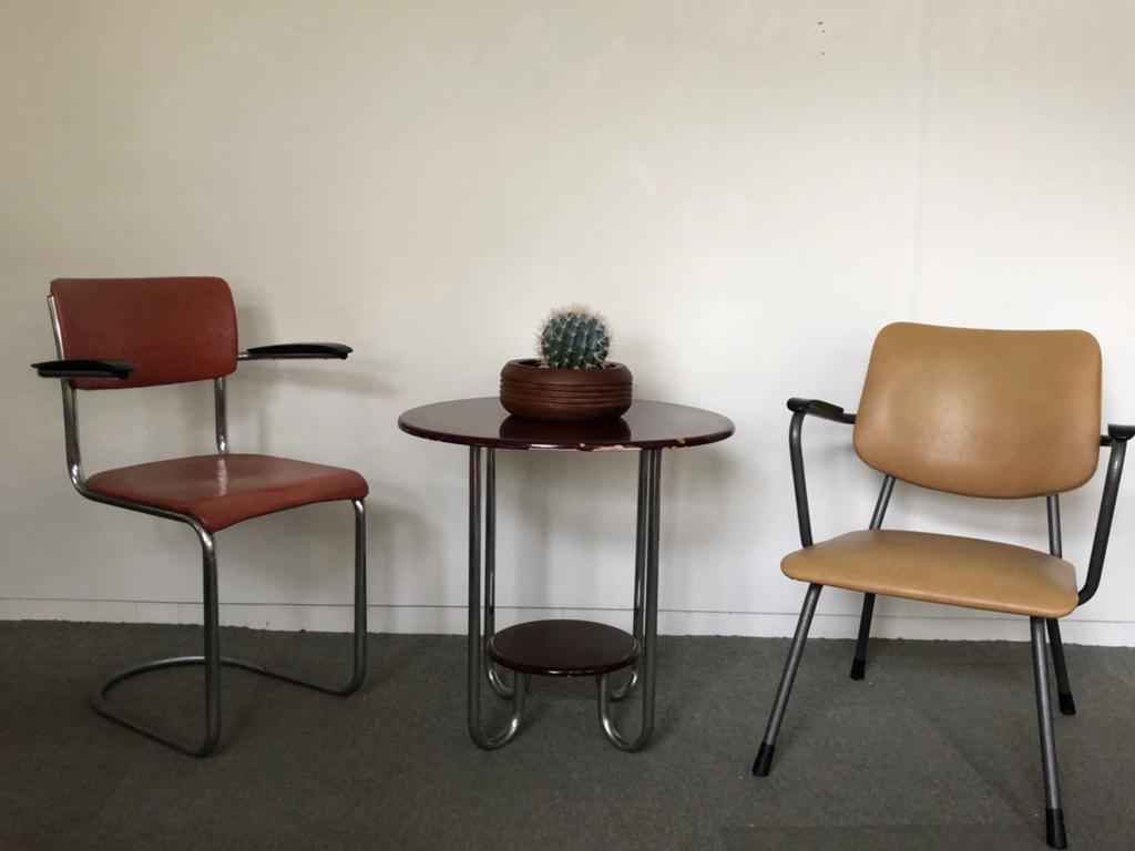 Gispen Bauhaus tafeltje en 2 stoelen, Ophalen, Gebruikt, Twee