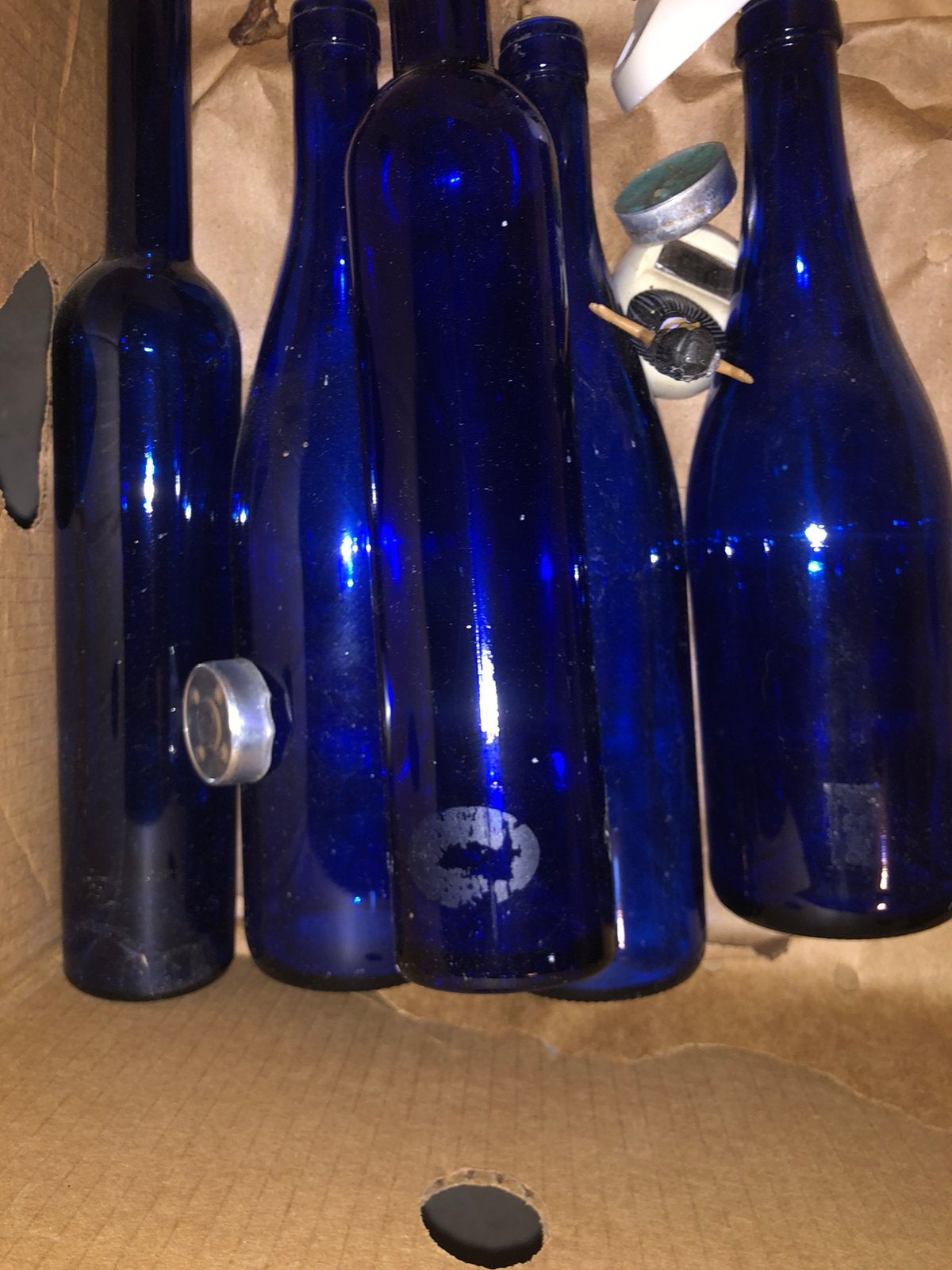 Flessen blauw decoratie turkoois, Ophalen of Verzenden, Zo goed als nieuw, Blauw