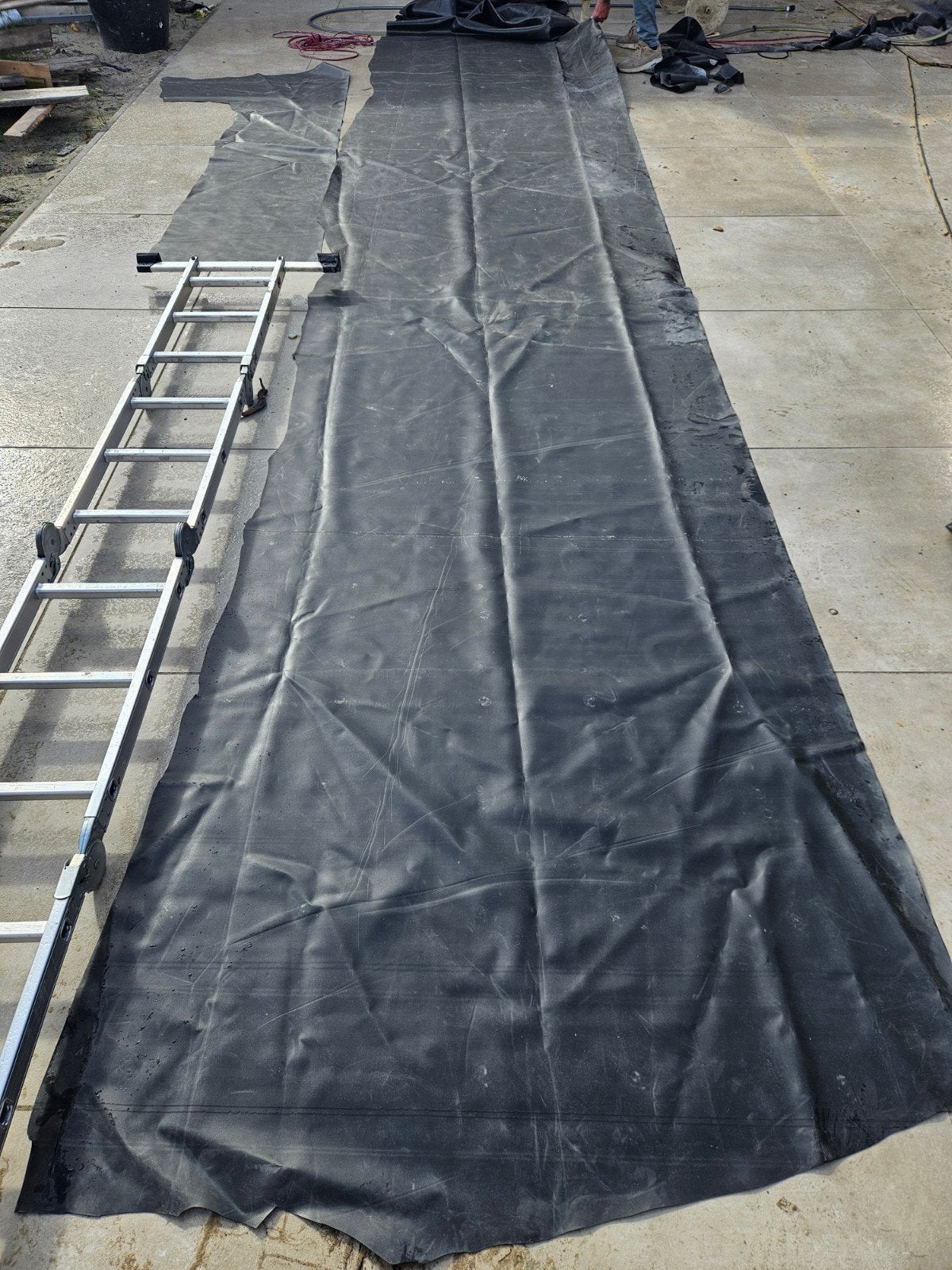 EPDM folie 1,5 x 9,5 meter met reststukken, Doe-het-zelf en Verbouw, Ophalen of Verzenden, Gebruikt, 10 tot 15 m², Folie