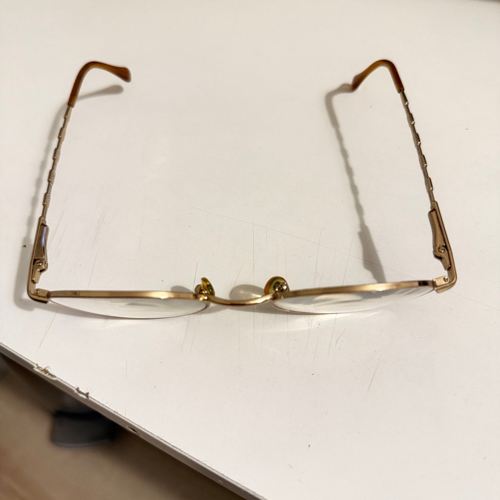 Vintage Luxottica brilmontuur - Goudkleurig, Overige merken, Gebruikt, Geel, Ophalen of Verzenden