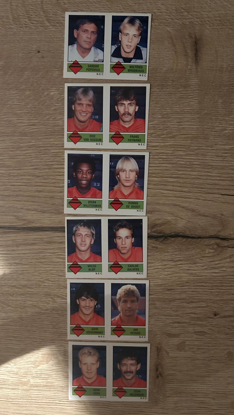 Panini Voetbal 87 plaatjes NEC 6x, Hobby en Vrije tijd, Verzenden, Zo goed als nieuw, Meerdere plaatjes