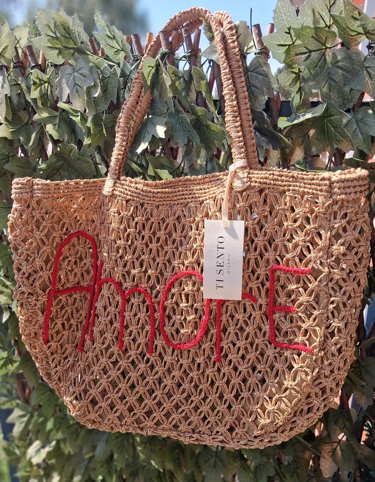 Ti Sento Milano shopper tas met 'Amore' borduursel, Ophalen of Verzenden, Zo goed als nieuw, Shopper