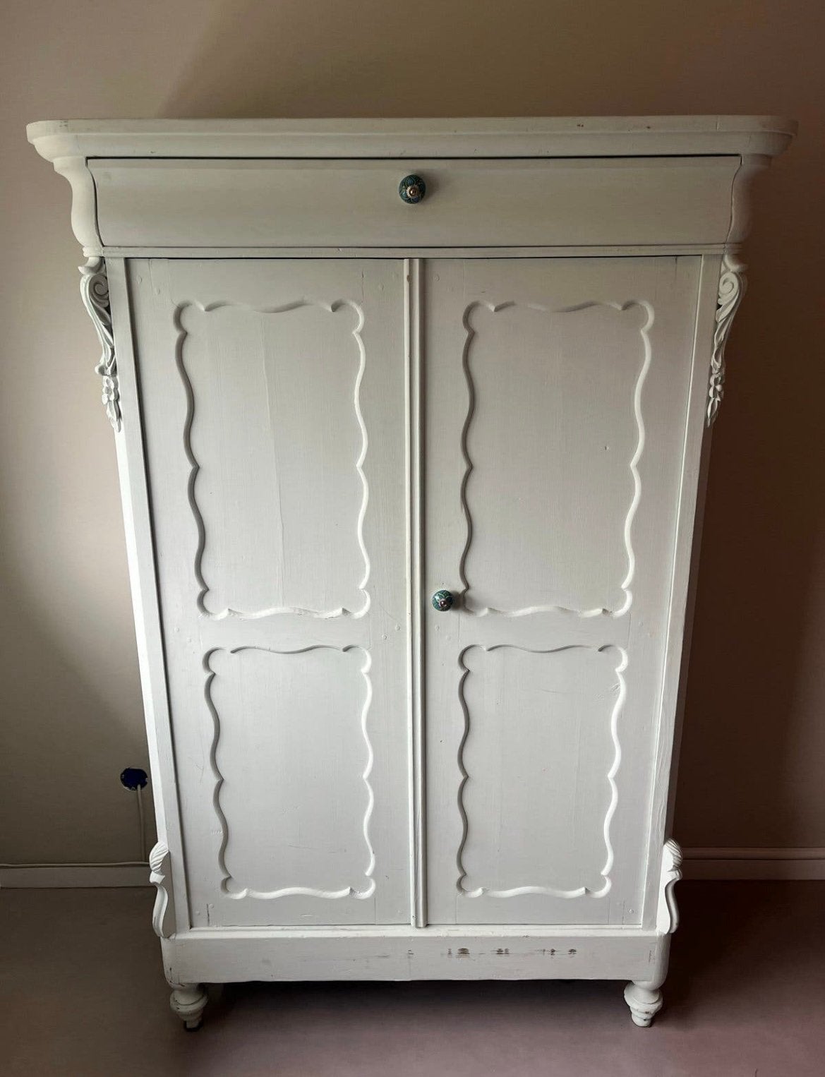 Biedermeier meidenkast, Landelijke kast, zacht groen, Antiek en Kunst, Ophalen