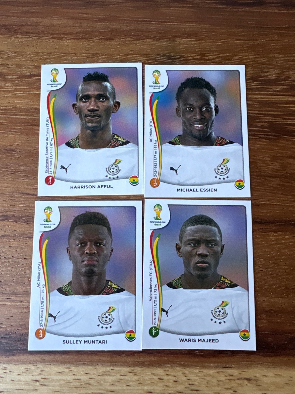 Panini WK 2014 Ghana Voetbalplaatjes - Set van 4, Ophalen of Verzenden, Zo goed als nieuw, Meerdere plaatjes